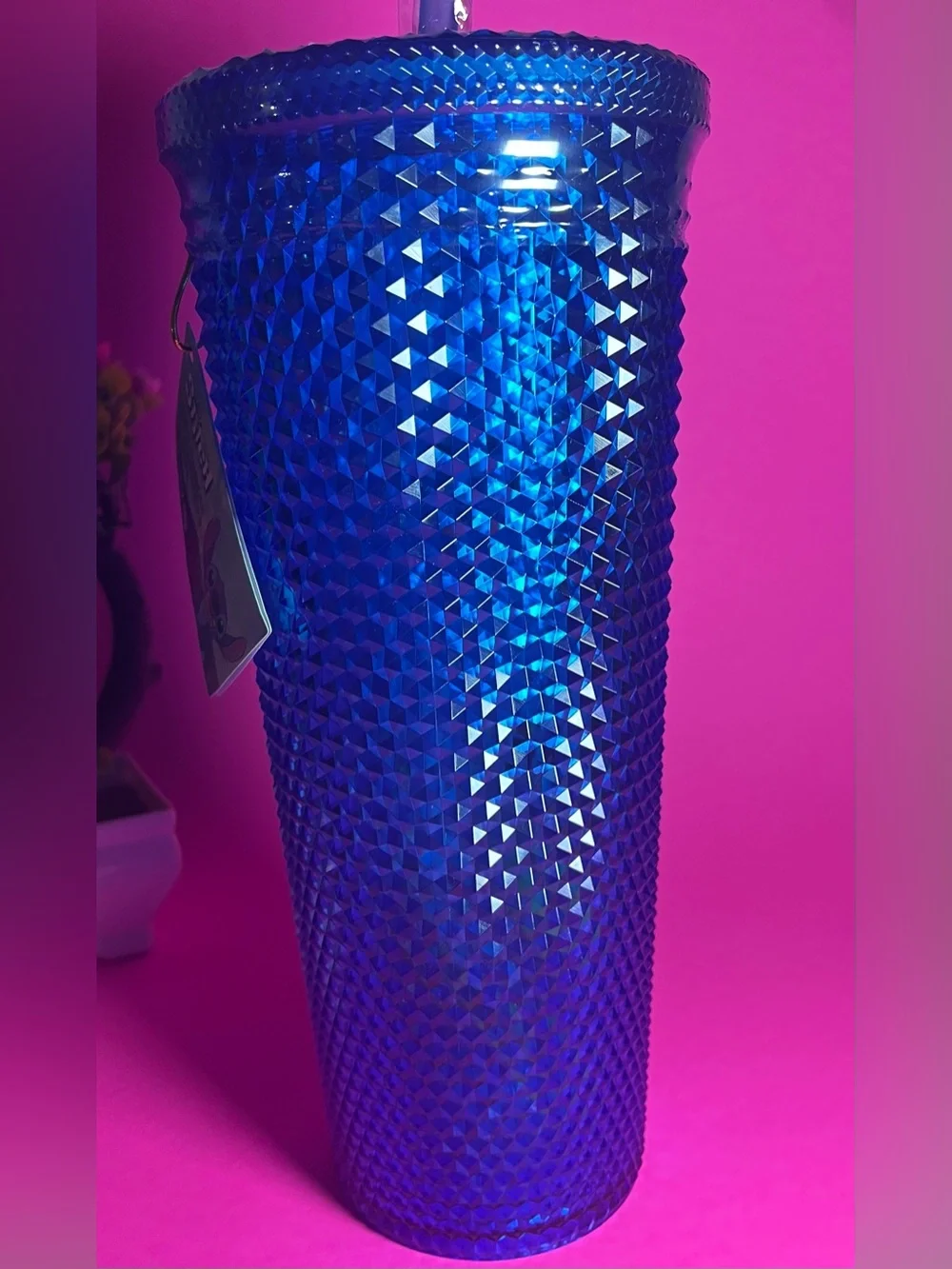 Disney Blue diamond Stitch Tumbler with Lid and Straw